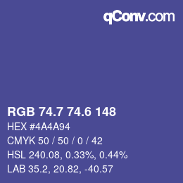 カラーコード: RGB 74.7 74.6 148 | qconv.com