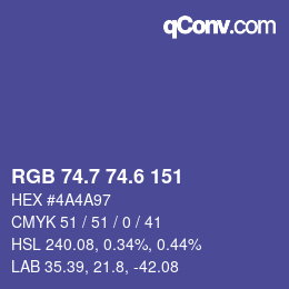 カラーコード: RGB 74.7 74.6 151 | qconv.com