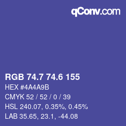 カラーコード: RGB 74.7 74.6 155 | qconv.com