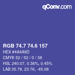 カラーコード: RGB 74.7 74.6 157 | qconv.com