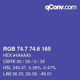 カラーコード: RGB 74.7 74.6 165 | qconv.com