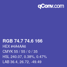 カラーコード: RGB 74.7 74.6 166 | qconv.com