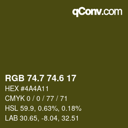 カラーコード: RGB 74.7 74.6 17 | qconv.com