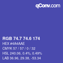 カラーコード: RGB 74.7 74.6 174 | qconv.com