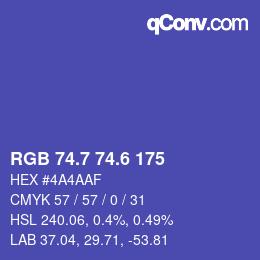 カラーコード: RGB 74.7 74.6 175 | qconv.com
