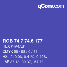 カラーコード: RGB 74.7 74.6 177 | qconv.com