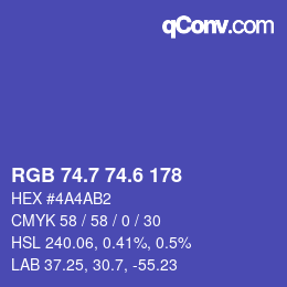 カラーコード: RGB 74.7 74.6 178 | qconv.com