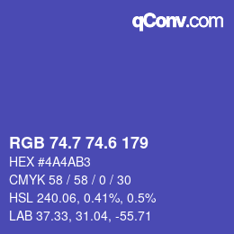 カラーコード: RGB 74.7 74.6 179 | qconv.com
