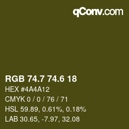 カラーコード: RGB 74.7 74.6 18 | qconv.com