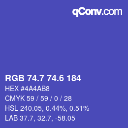 カラーコード: RGB 74.7 74.6 184 | qconv.com