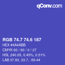 カラーコード: RGB 74.7 74.6 187 | qconv.com