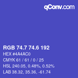 カラーコード: RGB 74.7 74.6 192 | qconv.com