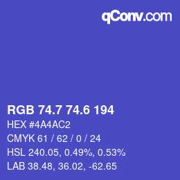 カラーコード: RGB 74.7 74.6 194 | qconv.com