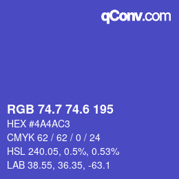 カラーコード: RGB 74.7 74.6 195 | qconv.com