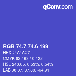 カラーコード: RGB 74.7 74.6 199 | qconv.com