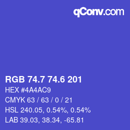 カラーコード: RGB 74.7 74.6 201 | qconv.com