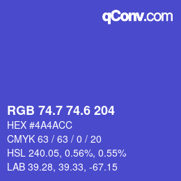 カラーコード: RGB 74.7 74.6 204 | qconv.com