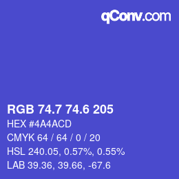 カラーコード: RGB 74.7 74.6 205 | qconv.com