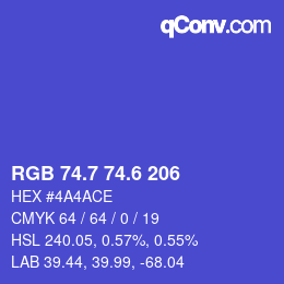 カラーコード: RGB 74.7 74.6 206 | qconv.com
