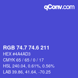 カラーコード: RGB 74.7 74.6 211 | qconv.com