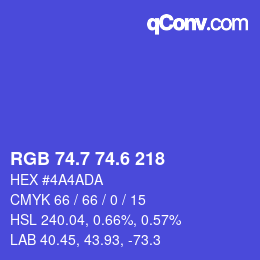 カラーコード: RGB 74.7 74.6 218 | qconv.com
