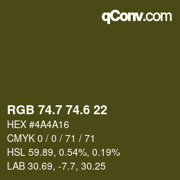 カラーコード: RGB 74.7 74.6 22 | qconv.com