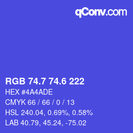 カラーコード: RGB 74.7 74.6 222 | qconv.com