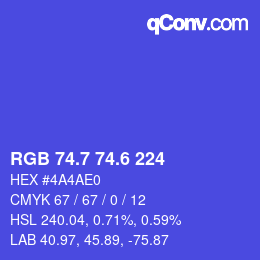 カラーコード: RGB 74.7 74.6 224 | qconv.com
