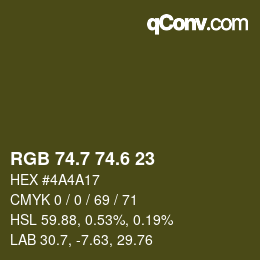 カラーコード: RGB 74.7 74.6 23 | qconv.com