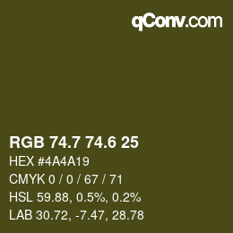 カラーコード: RGB 74.7 74.6 25 | qconv.com
