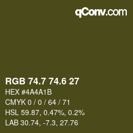 カラーコード: RGB 74.7 74.6 27 | qconv.com