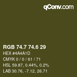 カラーコード: RGB 74.7 74.6 29 | qconv.com