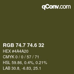 カラーコード: RGB 74.7 74.6 32 | qconv.com