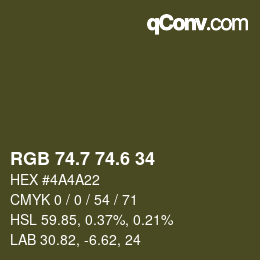 カラーコード: RGB 74.7 74.6 34 | qconv.com