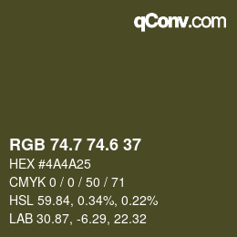 カラーコード: RGB 74.7 74.6 37 | qconv.com