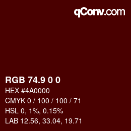 Color code: RGB 74.9 0 0 | qconv.com