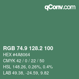 カラーコード: RGB 74.9 128.2 100 | qconv.com