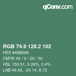 Farbcode: RGB 74.9 128.2 102 | qconv.com