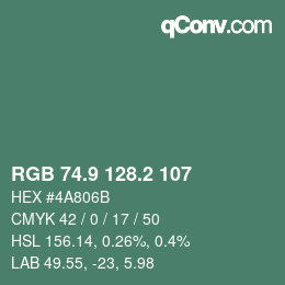 Color code: RGB 74.9 128.2 107 | qconv.com