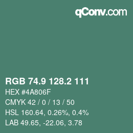 Color code: RGB 74.9 128.2 111 | qconv.com