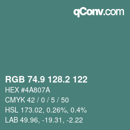 Color code: RGB 74.9 128.2 122 | qconv.com