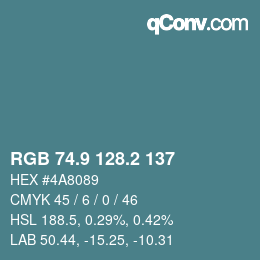 Color code: RGB 74.9 128.2 137 | qconv.com