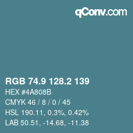 Color code: RGB 74.9 128.2 139 | qconv.com