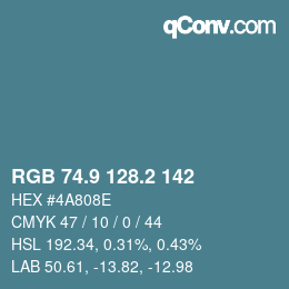 Color code: RGB 74.9 128.2 142 | qconv.com