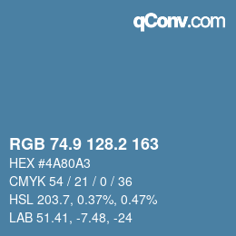 カラーコード: RGB 74.9 128.2 163 | qconv.com