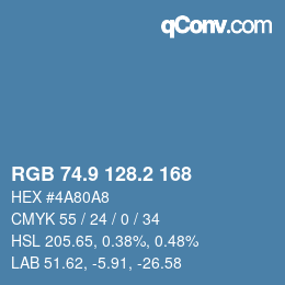 カラーコード: RGB 74.9 128.2 168 | qconv.com
