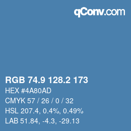Color code: RGB 74.9 128.2 173 | qconv.com