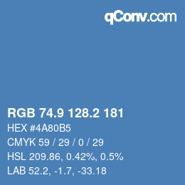 Color code: RGB 74.9 128.2 181 | qconv.com