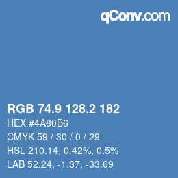 Color code: RGB 74.9 128.2 182 | qconv.com