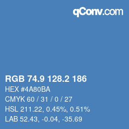 カラーコード: RGB 74.9 128.2 186 | qconv.com